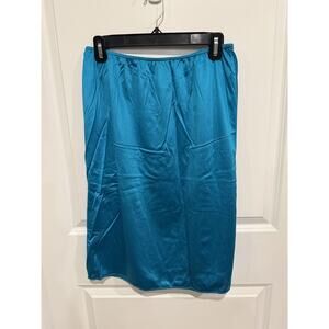Vintage 90s Lily of France Teal Blue Nylon Spandex 1/2 Slip 26” Long Sz XL